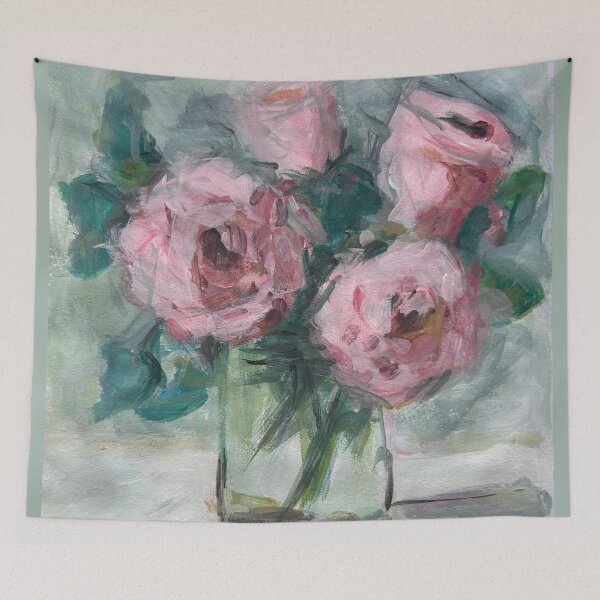 Item preview, pink roses painting designed and sold by valessketch.