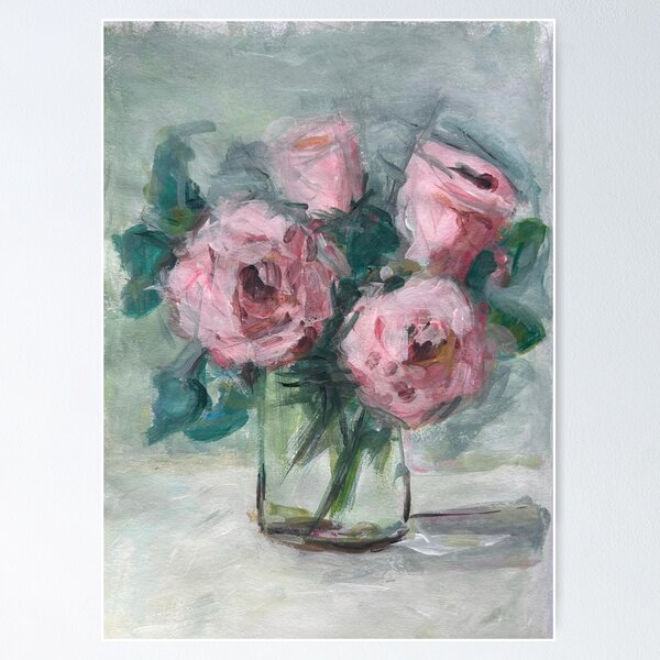 Item preview, pink roses painting designed and sold by valessketch.