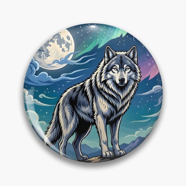 Item preview, Lone Wolf Under Northern Lights and Full Moon designed and sold by Herodestroyer.