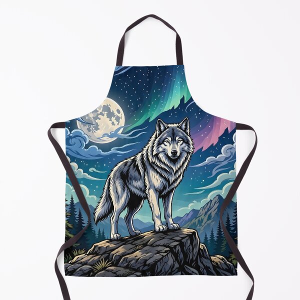 Item preview, Lone Wolf Under Northern Lights and Full Moon designed and sold by Herodestroyer.