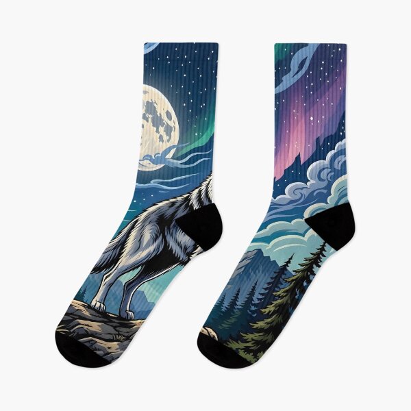 Item preview, Lone Wolf Under Northern Lights and Full Moon designed and sold by Herodestroyer.