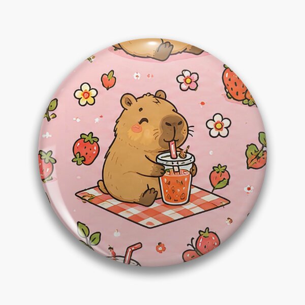 Item preview, Capybara Strawberry Picnic Pattern designed and sold by Soft Berry Studio.