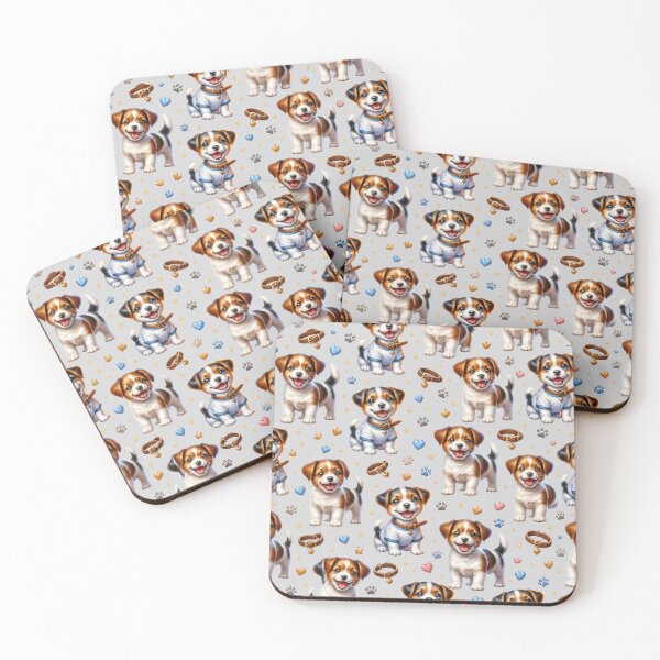 Item preview, Cute Jack Russell Puppy Seamless Pattern designed and sold by LinaDesign Store.
