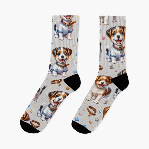 Item preview, Patrón sin costuras de un lindo cachorro de Jack Russell designed and sold by LinaDesign Store.