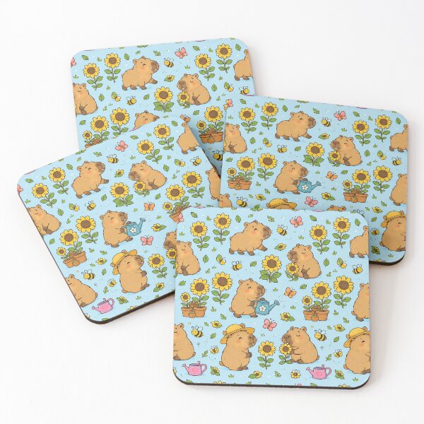 Item preview, Capybara Sunflower Garden Pattern designed and sold by Soft Berry Studio.
