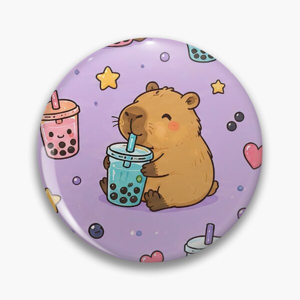 Item preview, Capybara Bubble Tea Pattern designed and sold by Soft Berry Studio.