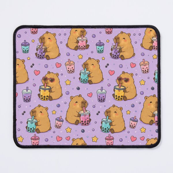 Item preview, Capybara Bubble Tea Pattern designed and sold by Soft Berry Studio.
