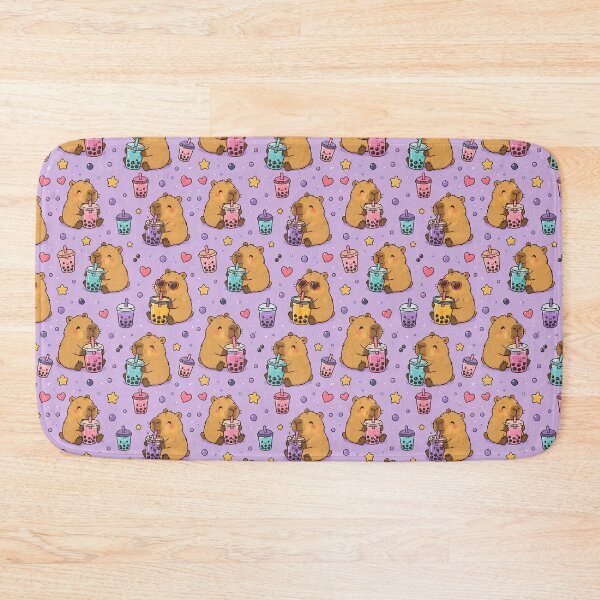 Artikelvorschau, Capybara Bubble Tea Muster entworfen und verkauft von Soft Berry Studio.