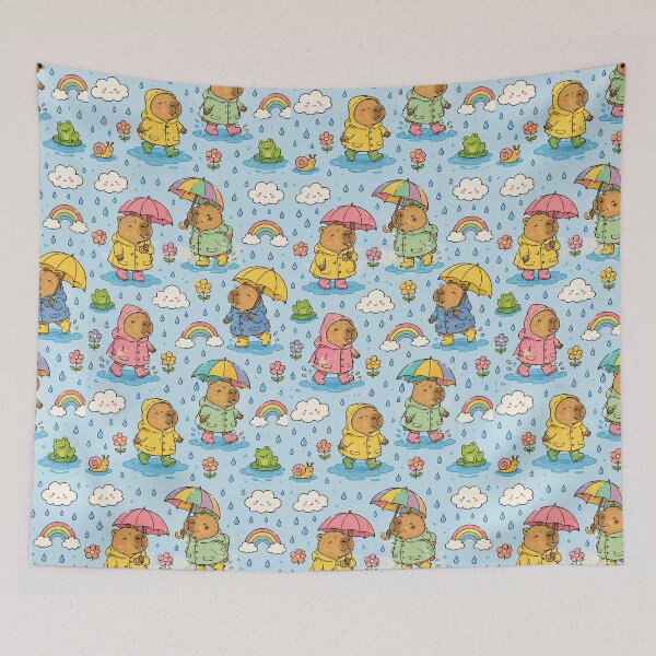 Item preview, Capybara Rainy Day Pattern designed and sold by Soft Berry Studio.