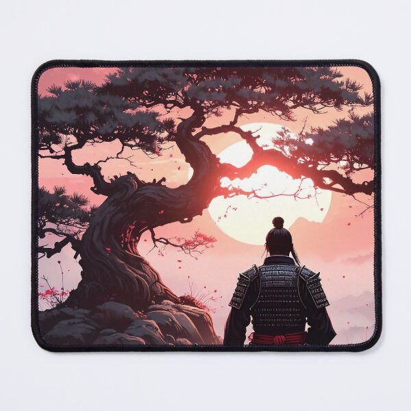Item preview, Samurai meditating under a sacred tree designed and sold by Schoenenwald — Art Japonais, Zen & Nature.