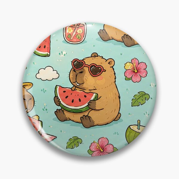 Item preview, Capybara Watermelon Summer Pattern designed and sold by Soft Berry Studio.