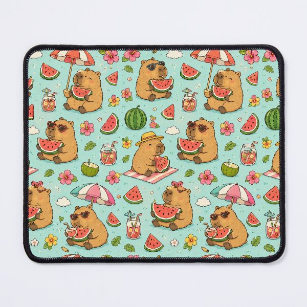 Item preview, Capybara Watermelon Summer Pattern designed and sold by Soft Berry Studio.