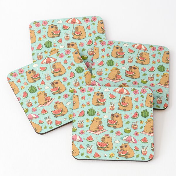 Item preview, Capybara Watermelon Summer Pattern designed and sold by Soft Berry Studio.