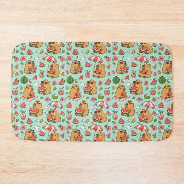 Item preview, Capybara Watermelon Summer Pattern designed and sold by Soft Berry Studio.