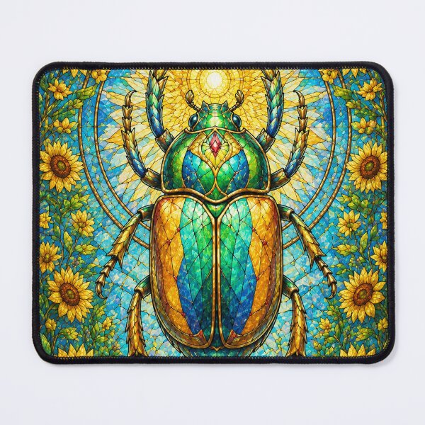 Item preview, The Summer Scarab – A stained-glass solar jewel designed and sold by Pixel Otaku Gallery.