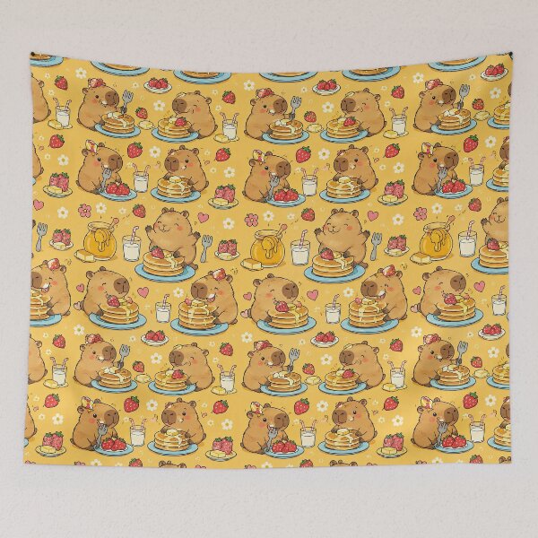 Item preview, Capybara Pancake Breakfast Pattern designed and sold by Soft Berry Studio.