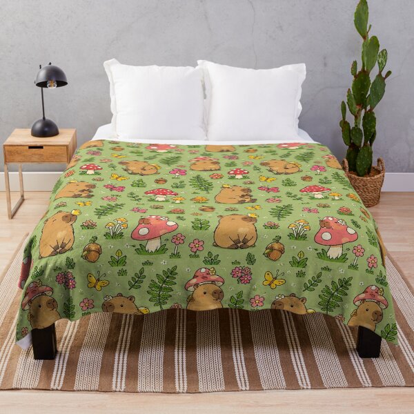 Item preview, Capybara Mushroom Forest Pattern designed and sold by Soft Berry Studio.