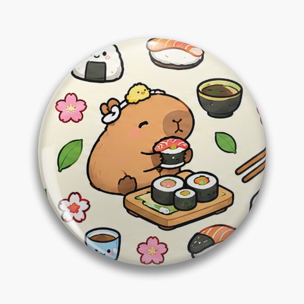 Item preview, Capybara Sushi Lunch Pattern designed and sold by Soft Berry Studio.