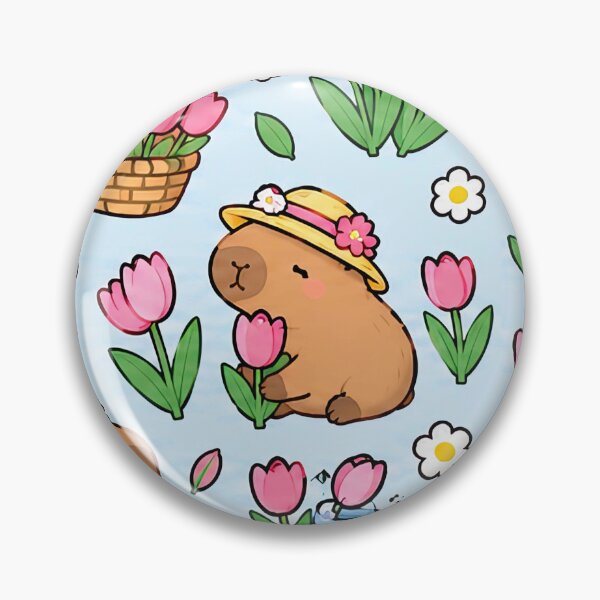Artikelvorschau, Capybara Tulip Garden Pattern entworfen und verkauft von Soft Berry Studio.