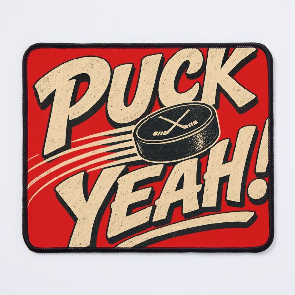 Item preview, Puck Yeah! – Funny Retro Hockey Typography Design designed and sold by Jandedan.