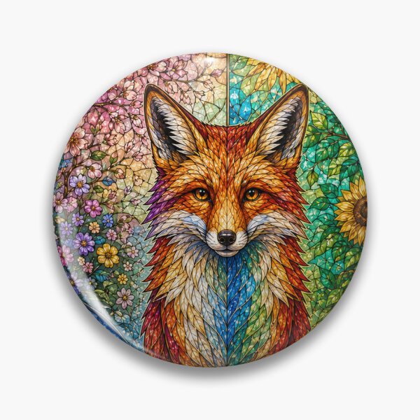 Item preview, The Fox of the Four Seasons – Wild Spirit in Stained Glass designed and sold by Pixel Otaku Gallery.