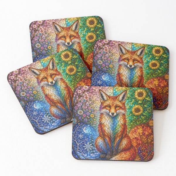 Item preview, The Fox of the Four Seasons – Wild Spirit in Stained Glass designed and sold by Pixel Otaku Gallery.