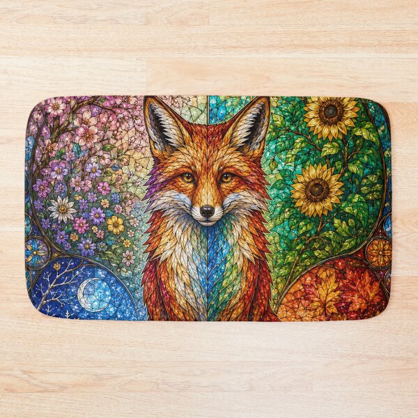 Item preview, The Fox of the Four Seasons – Wild Spirit in Stained Glass designed and sold by Pixel Otaku Gallery.