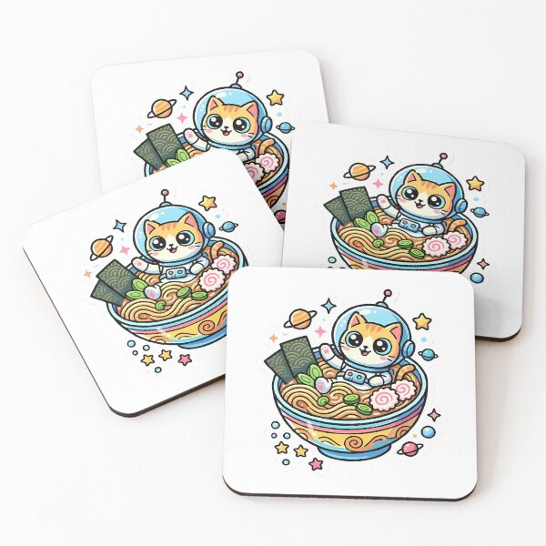 Item preview, Cute Astronaut Cat Eating Ramen Bowl designed and sold by GTFullShop.