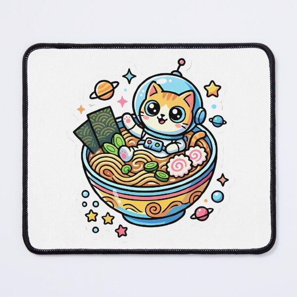 Item preview, Cute Astronaut Cat Eating Ramen Bowl designed and sold by GTFullShop.