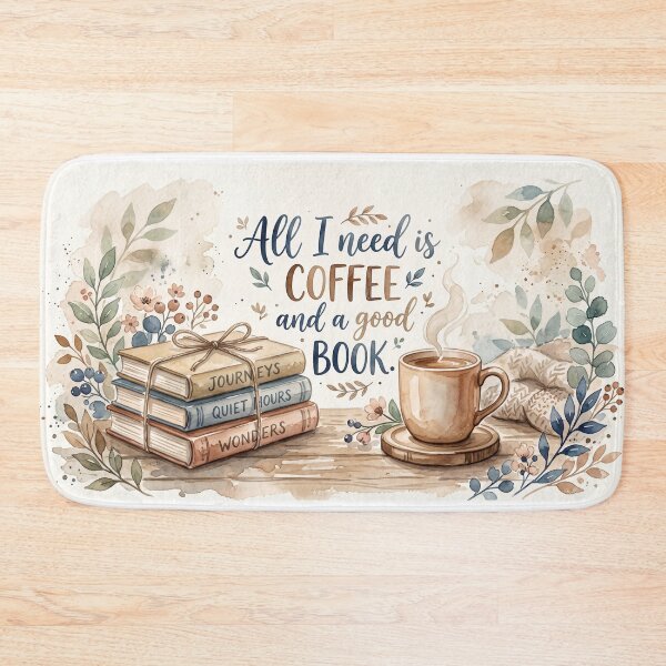 Item preview, Cozy Reading & Coffee Lover - Watercolor Floral Stack of Books designed and sold by larbimalki.