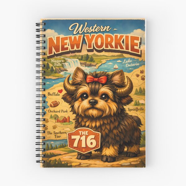 Item preview, Western New Yorkie Dog Vintage Travel Art 716 Buffalo NY designed and sold by The716Studio.