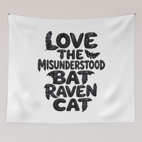 Item preview, Love The Misunderstood Bat Raven Cat Textured Chalk Typography Gothic Wildlife Humor Gift for Cottagecore Lovers designed and sold by Nightarel.