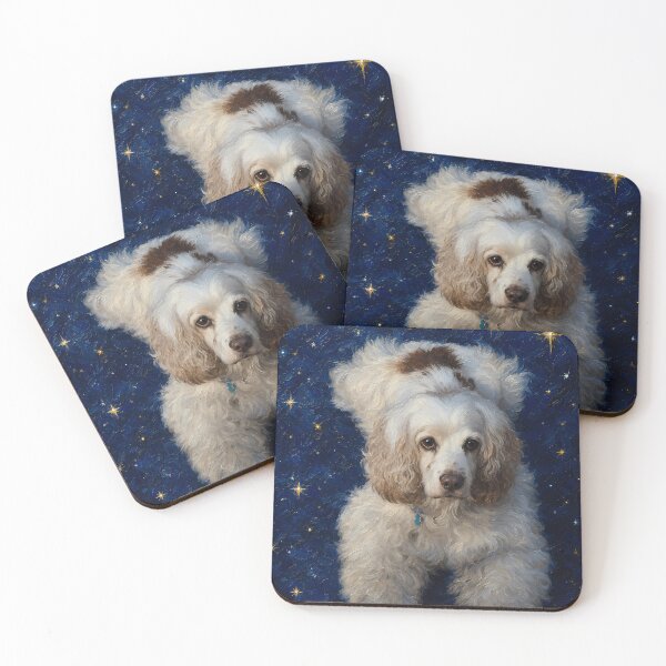 Item preview, Fluffy White Dog Under Starry Night Sky Oil Painting designed and sold by SellingWSarah17.