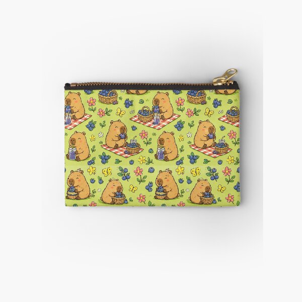Item preview, Cute Capybara Blueberry Picnic Pattern designed and sold by Soft Berry Studio.