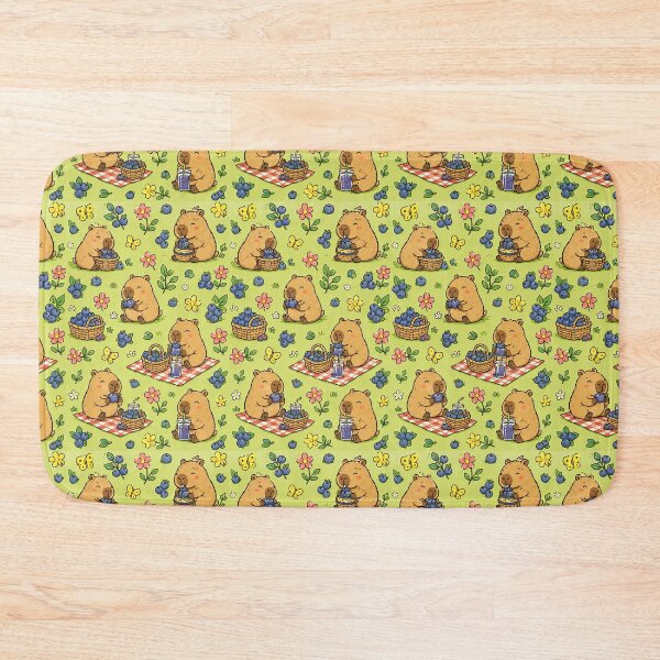 Item preview, Cute Capybara Blueberry Picnic Pattern designed and sold by Soft Berry Studio.