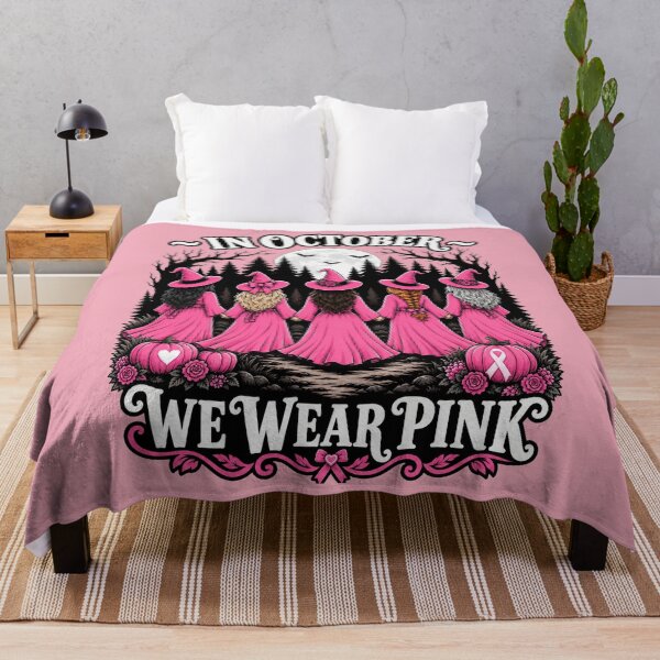 Item preview, In October We Wear Pink Witches Halloween Witchy Squad Witch designed and sold by clothesy7.