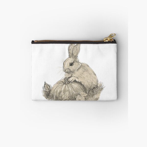 Item preview, Cozy Autumn Bunny & Pumpkin – Vintage Cottagecore Pencil Drawing designed and sold by hopenoli_art.
