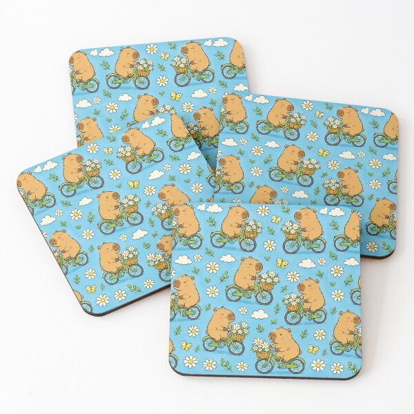 Item preview, Cute Capybara Daisy Bicycle Pattern designed and sold by Soft Berry Studio.