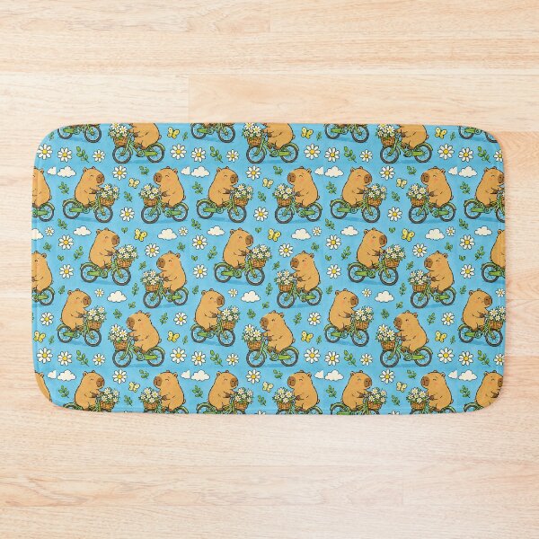 Item preview, Cute Capybara Daisy Bicycle Pattern designed and sold by Soft Berry Studio.
