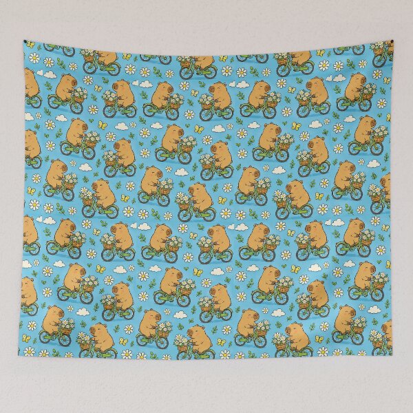 Item preview, Cute Capybara Daisy Bicycle Pattern designed and sold by Soft Berry Studio.