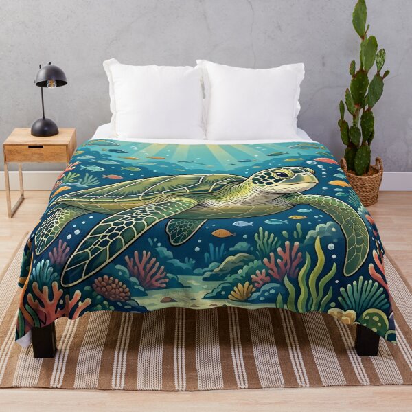 Item preview, Sea Turtle Swimming in Coral Reef Ocean designed and sold by Herodestroyer.