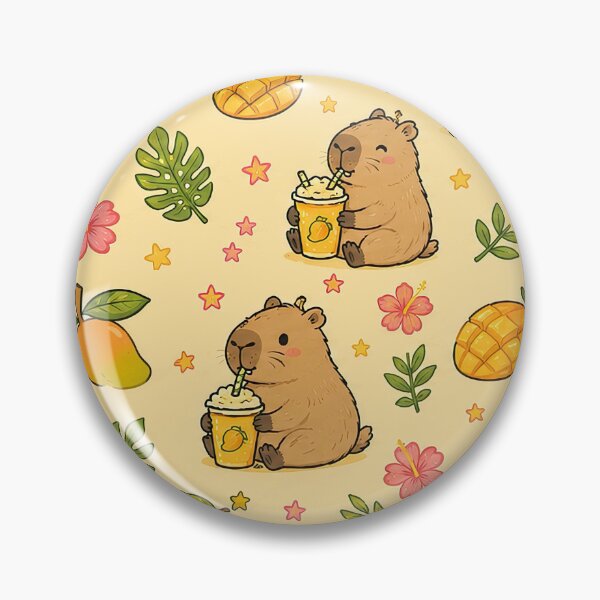 Item preview, Cute Capybara Mango Smoothie Pattern designed and sold by Soft Berry Studio.