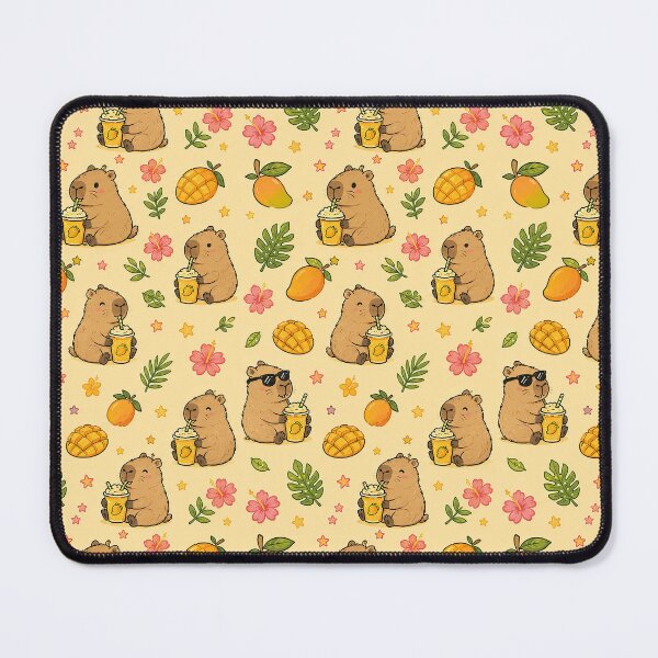 Item preview, Cute Capybara Mango Smoothie Pattern designed and sold by Soft Berry Studio.