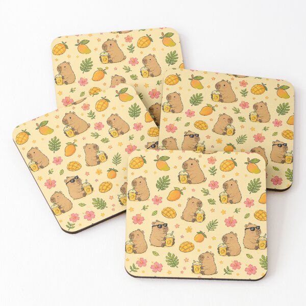 Item preview, Cute Capybara Mango Smoothie Pattern designed and sold by Soft Berry Studio.