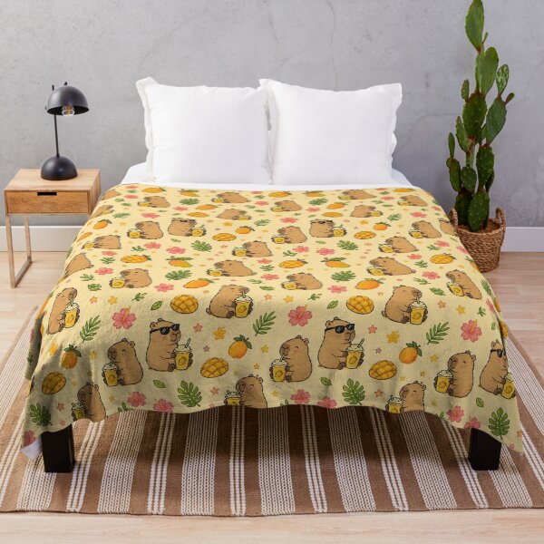 Item preview, Cute Capybara Mango Smoothie Pattern designed and sold by Soft Berry Studio.