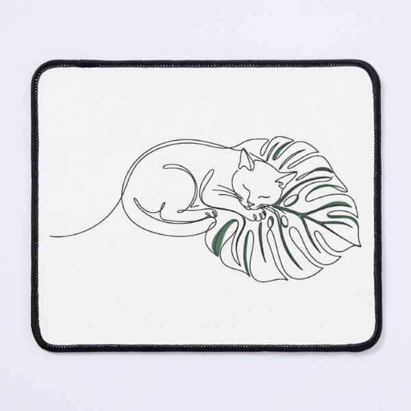 Item preview, Minimalist Sleeping Cat Monstera Leaf Line designed and sold by GTFullShop.