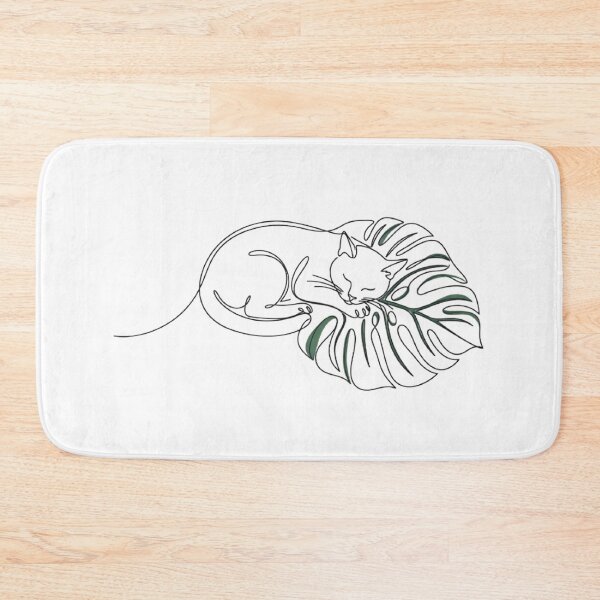 Item preview, Minimalist Sleeping Cat Monstera Leaf Line designed and sold by GTFullShop.