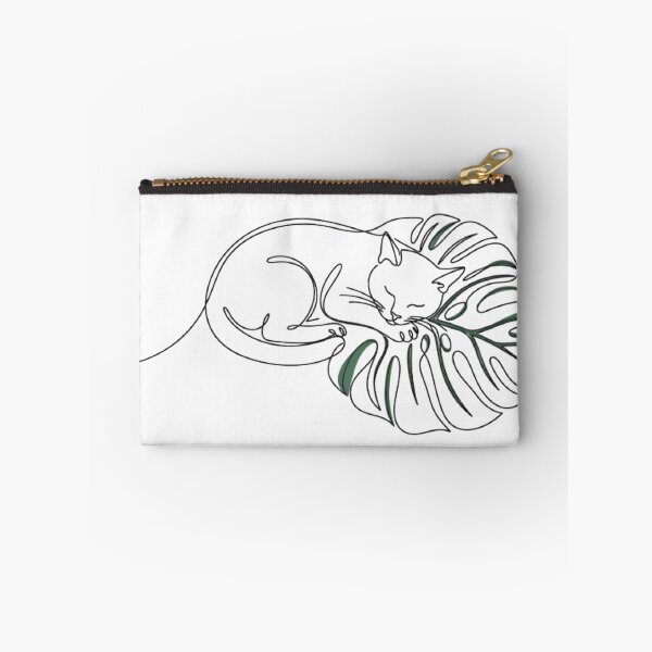 Item preview, Minimalist Sleeping Cat Monstera Leaf Line designed and sold by GTFullShop.