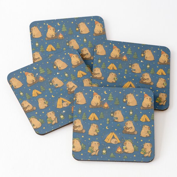 Item preview, Cute Capybara Camping Adventure Pattern designed and sold by Soft Berry Studio.