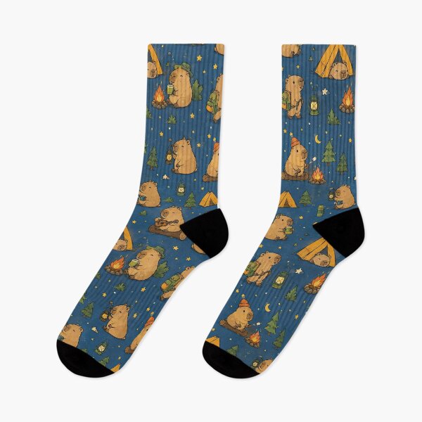 Item preview, Cute Capybara Camping Adventure Pattern designed and sold by Soft Berry Studio.
